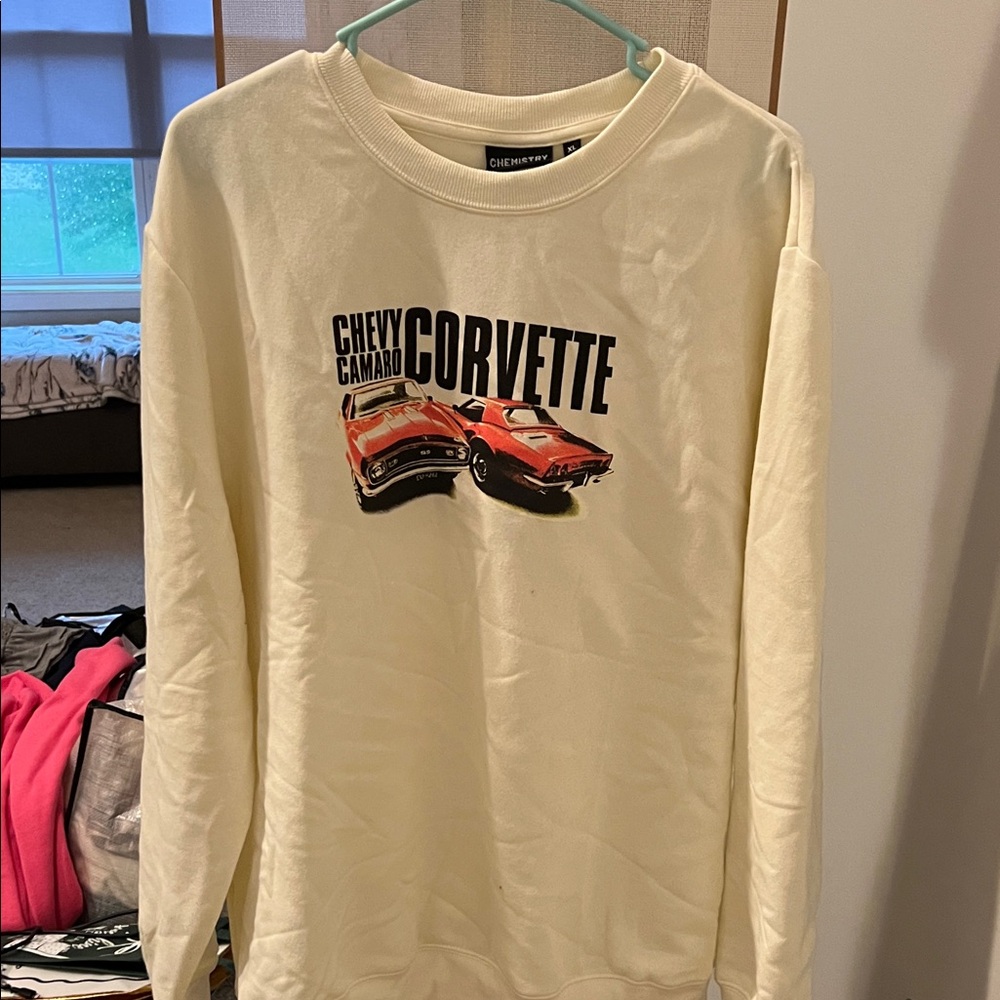 Chemistry Cream Long Sleeve Tee with Car Graphic